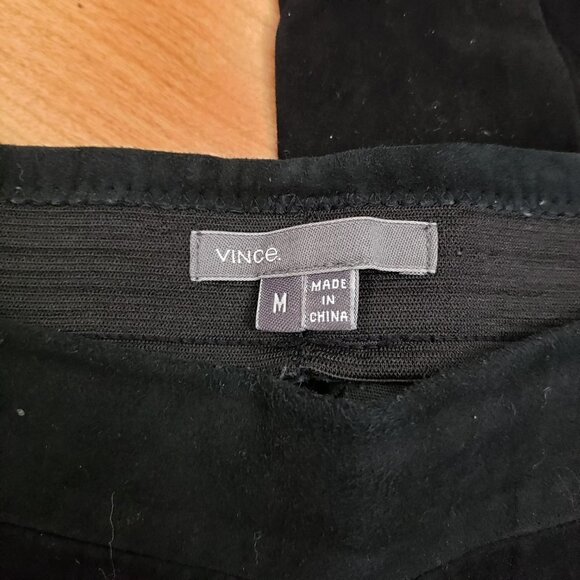 Vince Genuine Suede Leather Leggings Stretch Black Pants Sz Medium M - Picture 5 of 9